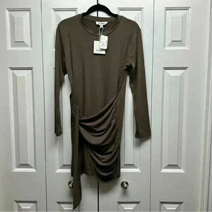 HL Affair Brown Long Sleeve Wrap Dress NWT‎ Size Medium